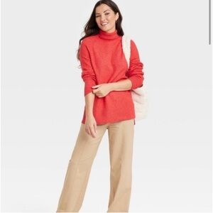 A new day Red Mock Turtleneck Tunic Sweater-‎ lightweight & NWT  size S